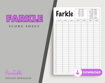 Farkle Score Card Sheet Printable, Instant Download Refill Sheets