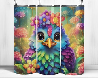 Floral Chick Tumbler Wrap – 20oz skinny bekersublimatie (digitale download)