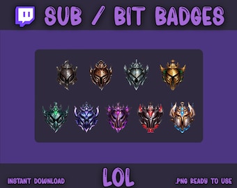 League of Legends platziert Badges - Twitch LoL Sub Badge / Bit Badges / Emotes Für Streamen, YouTube Twitch, OBS & Streamlabs OBS