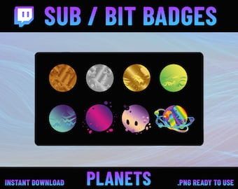 Twitch Badge Planet, Planet Rank Badge, Hochwertige Rangabzeichen, Twitch Layout, Planets Twitch Sub Badges, Twitch Emotes, Bit Badge