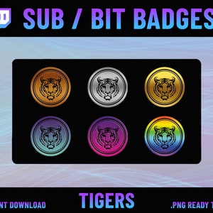 Tiger Twitch Sub Badges, Tiger Rank Badges, High Quality Tiger Badges, Twitch Layout, Twitch Sub Badge, Twitch Emotes, Bit Badge