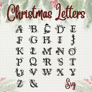 Kerst Letters SVG Bundel - Kerst Alfabet SVG Letter Cut Bestanden voor Cricut