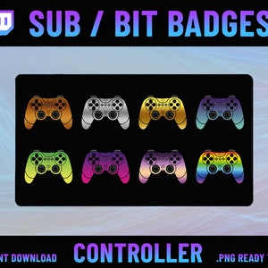 Gaming Controller Twitch Sub Badges, Controller Badge, Quality Badges, Twitch Layout, Controller Twitch Sub Badge, Twitch Emotes, Bit Badge