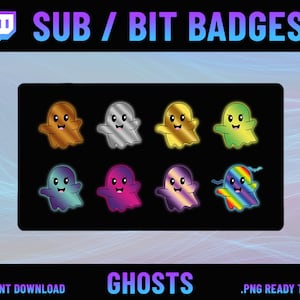 Cute Ghost Twitch Sub Badges, Cute Ghost Rank Badge, High Quality Ranks Badges, Swords Twitch Sub Badges, Twitch Emotes, Bit Badge