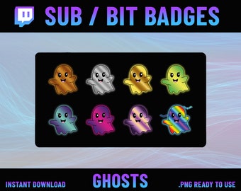Süße Ghost Twitch Sub Badges, Niedliche Ghost Rank Badges, Hochwertige Rangabzeichen, Swords Twitch Sub Badges, Twitch Emotes, Bit Badge