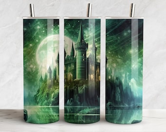 Enchanted Castle Tumbler Wrap – 20oz Skinny Tumbler Sublimation Design (PNG Digital Download)