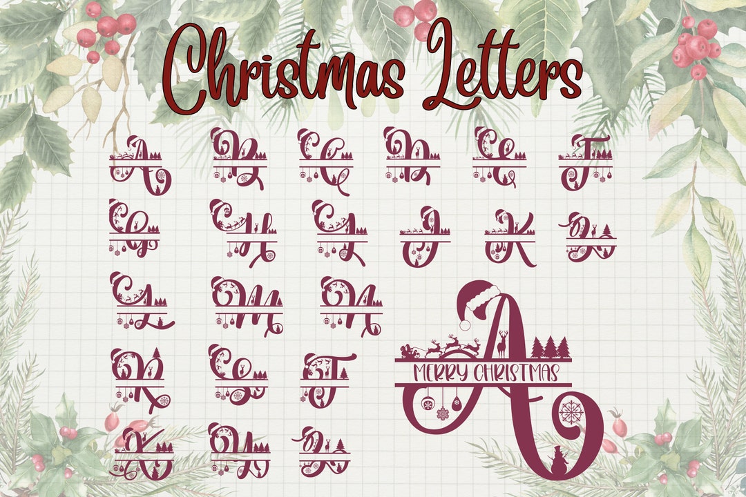 Christmas Letters Split SVG Bundle - Xmas Alphabet SVG Letter Cut Files ...