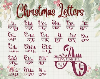 Christmas Letters Split SVG Bundle - Xmas Alphabet SVG Letter Cut Files For Cricut