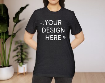 Bella & Canvas 3001 Mockup, Female TShirt Dark Grey Heather Front Sweater Mock Ups