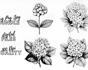 Hydrangea Template Svg, Garden Flower SVG Cut File, Floral Cricut Svg ...