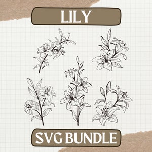 Pacote Lily SVG - Elementos de design floral para Cricut, Silhouette e Crafts