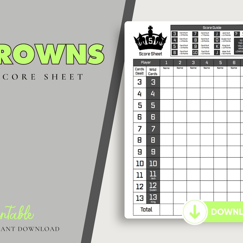 Five Crowns Score Sheet Printable - Il 800x800.5391039419 Jsjg 