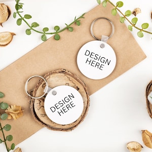 Keychain Mockup Round Double - Digital Download PNG Files - Front Back Mockup