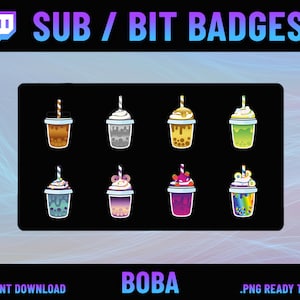 Bubble Tea Twitch Sub Badge | Personalized Boba Tea Bit Badge for Streamers