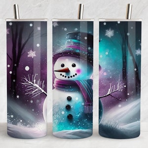 Snowman Tumbler Wrap - Christmas Holiday 20oz Skinny Tumbler Sublimation Design - Digital Download PNG