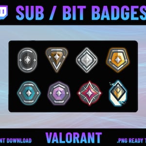 Valorant Twitch Sub Badges, Valorant Ranks Badges, Ranked Badges, Twitch Badge Valorant , Twitch Sub Badges, Twitch Emotes, Bit Badge