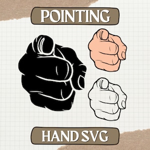 May include: Three different styles of pointing hands. The first hand is black, the second is skin-toned, and the third is white.