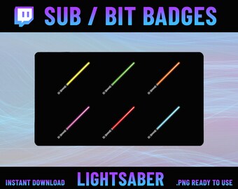 Lichtschwert Twitch Sub Badges, Lichtschwert Star Wars Twitch Anstecker, Hochwertige Anstecker, Twitch Sub Badges, Twitch Emotes, Bit Badge, Layout