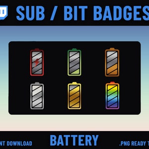 Battery Twitch Sub Badges, Batteries Rank Badges, High Quality Battery Badges, Twitch Layout, Twitch Sub Badge, Twitch Emotes, Bit Badge