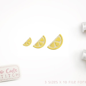 Mini Lemon Slice Embroidery Design,  Filled Stitch Designs for Machine Embroidery
