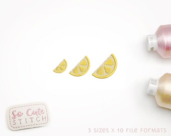 Mini Lemon Slice Embroidery Design,  Filled Stitch Designs for Machine Embroidery