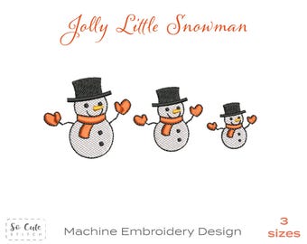 Diseños de bordado a máquina de mini muñecos de nieve alegres - 3 tamaños (descarga digital)