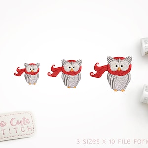 Winter Owl with Scarf Machine Embroidery Designs (Digital File)