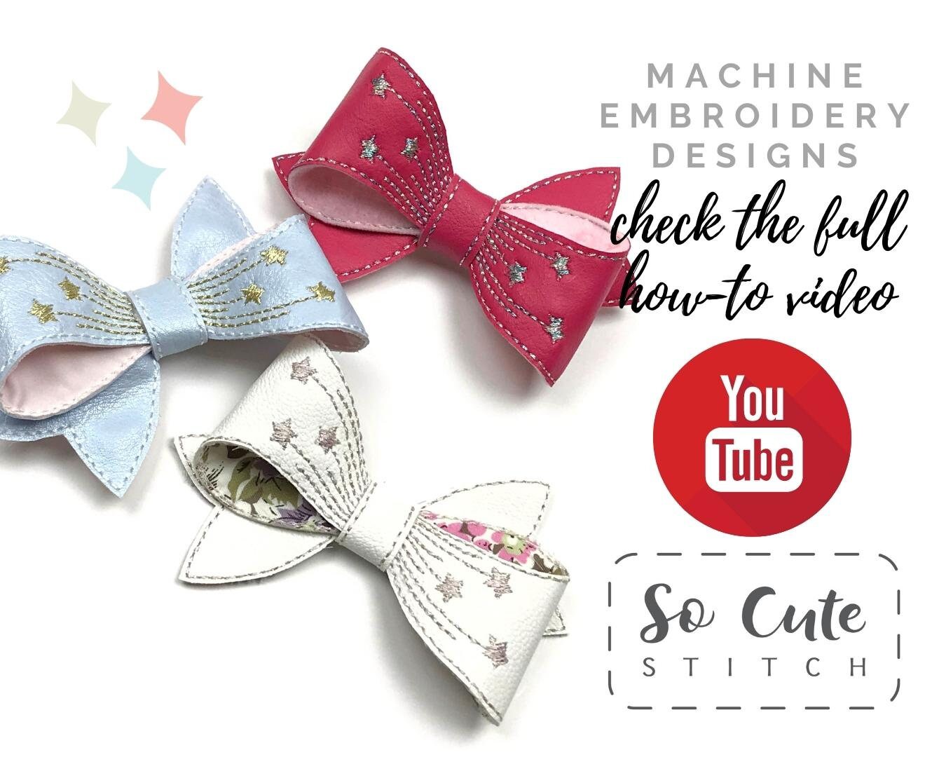 ITH Hair Bow Embroidery Design in the Hoop Twisted Bow Etsy