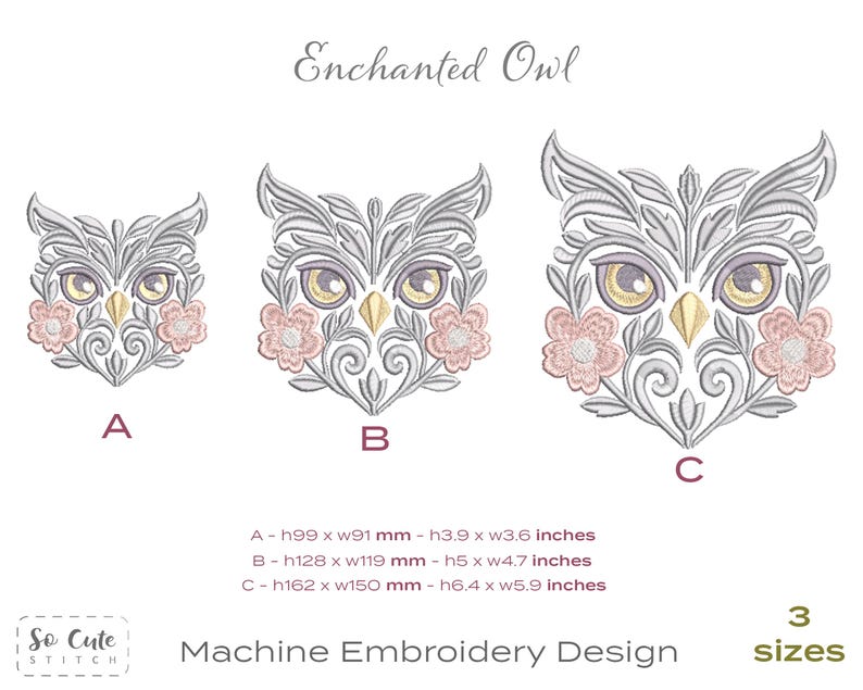 Floral Owl Machine Embroidery Design - for 4x4, 5x7, 6x10 Hoops - Etsy