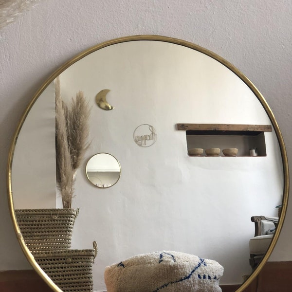 Moroccan Circle Mirror (Brass), Round Mirror Gold, Unique Gift, Wall Mirrors, Brass Mirror Wall, Bathroom Mirror, Mirror Wall Decor