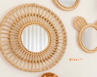 Rattan Mirror, Wall Decor, Sunburst Mirror, Sun Mirror, Boho Mirror, Bamboo Mirror, Boho Decor, Vintage Mirror, Housewarming Gift,  ByMikwi