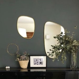 Irregular Golden Mirror, Gold Mirror, Brass Mirror, Handmade Mirror Moroccan Mirror, Bedroom Wall Mirror,Bathroom Mirror, Wall Decor ByMikwi