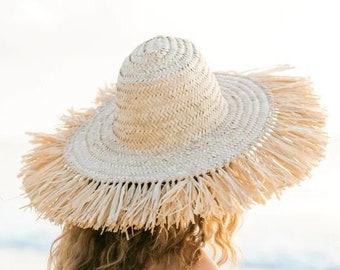 Chapeau de paille, Chapeau de paille de plage Homme, Chapeau de paille Femme, Protection solaire ByMikwi