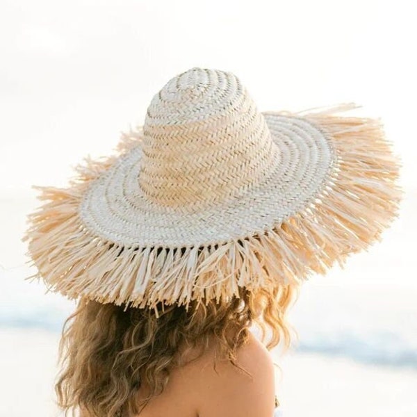 Chapeau de paille, Chapeau de paille de plage Homme, Chapeau de paille Femme, Protection solaire ByMikwi