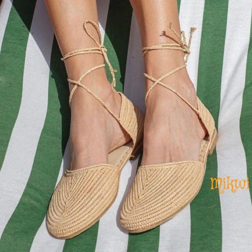Women's Shoesraffia Sandalsflat Sandalshandmade Etsy