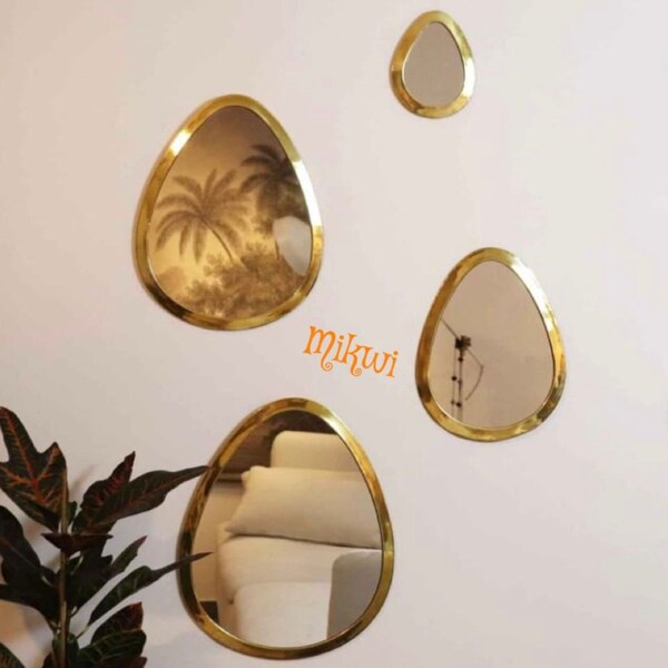 Set of Moroccan  Mirrors (Brass),Wall hanging mirrors,Unique Gift,Wall Mirrors,Brass Mirror Wall,Bathroom Mirror, Mirror Wall Decor ByMikwi.
