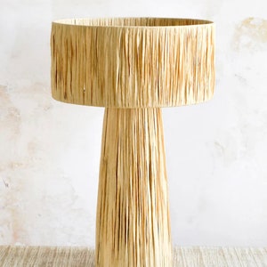 Natural and Black raffia lamp, raffia lampshade, TABLE LAMPSHADES Moroccan Handmade in Rattan, wicker shade, straw shade, raffia lampshade Natural