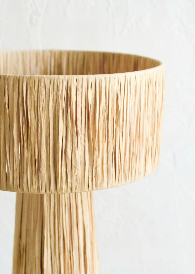 Natural and Black raffia lamp, raffia lampshade, TABLE LAMPSHADES Moroccan Handmade in Rattan, wicker shade, straw shade, raffia lampshade image 9