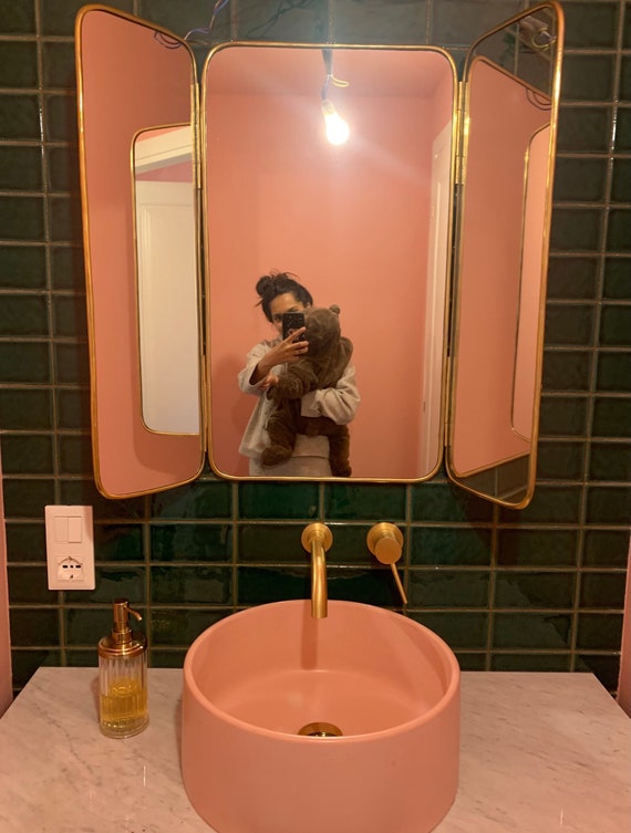 Espejo Tríptico Dorado Espejo Dorado De - Etsy España