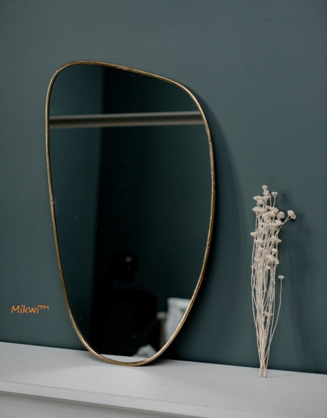 Irregular Golden Mirror, Gold Mirror, Brass Mirror, Handmade Mirror