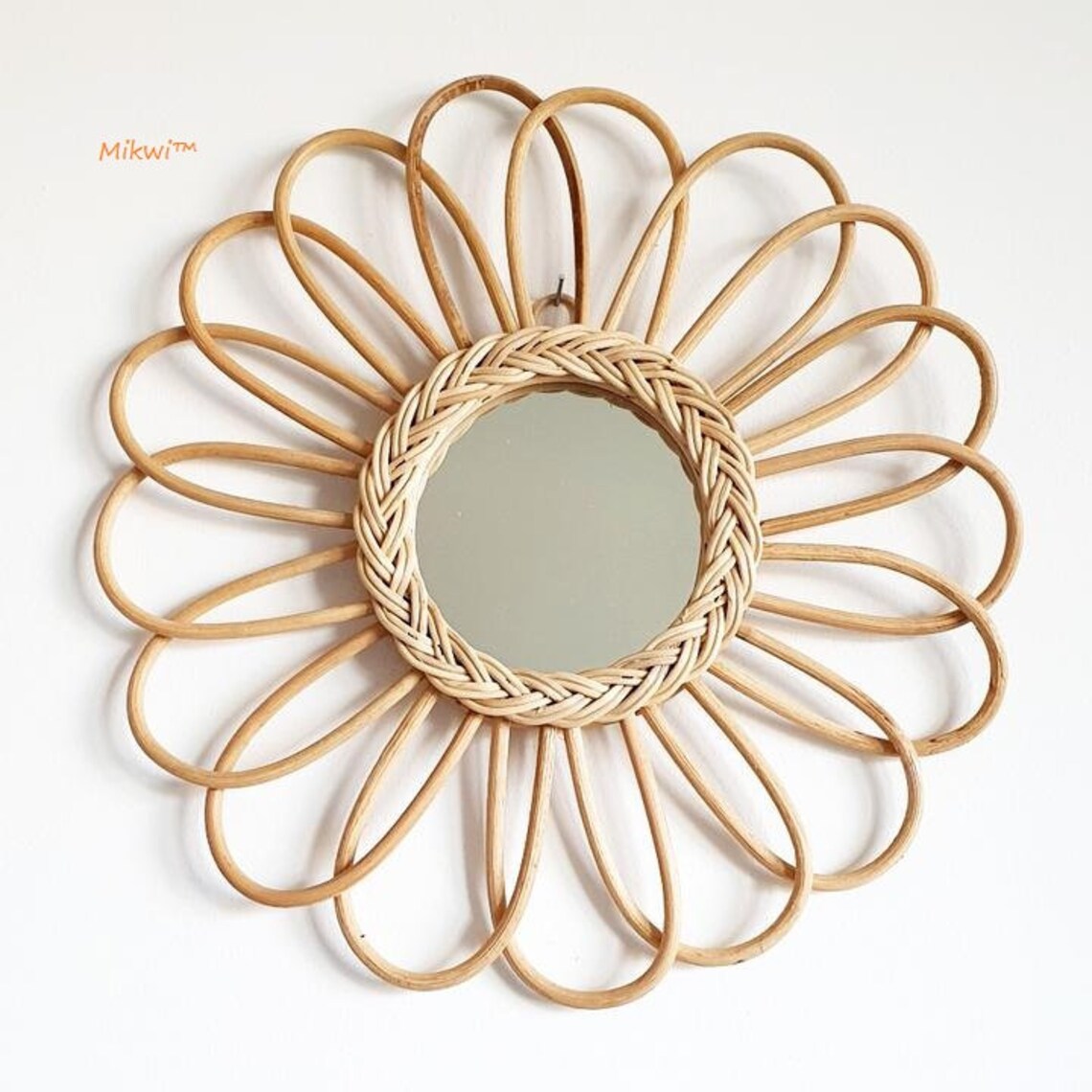 Set of Rattan Mirrors Boho Mirrorrattan Wall Mirror Boho Etsy