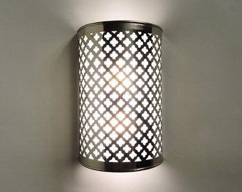 Moroccan Handmade Brass (Chromed) lamp Wall Sconce 10 Inches x 6.25 Inches Silver Luxurious Moroccan Lighting Décor. ByMikwi