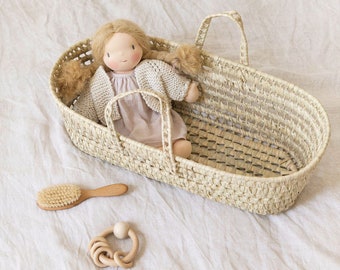 Cesto per bambole in vimini - cestino per bambole Mosè - Accessorio fotografico per neonati, cestino intrecciato per neonati, ciotola per neonati intrecciata