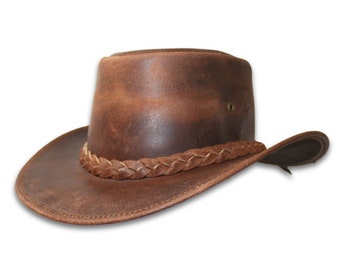 Leather Cowboy Hat for Men | Western Hat  Brown | Genuine Cow Leather in caramel Brown