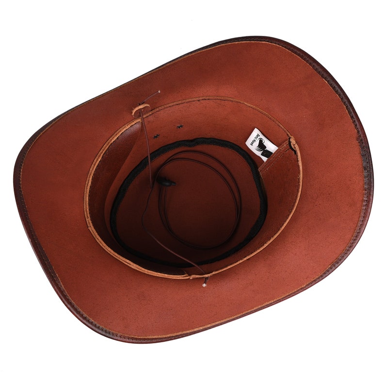 Leather Cowboy Hat for Men Western Style Cowboy Outback Antique Hat in