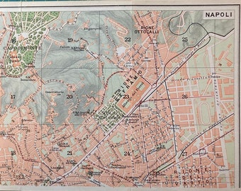 NAPLES map, Vintage, original document from 1927 in perfect condition, size 6"x3"1/2 - cm15.5x21