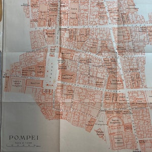 Vintage-Karte von POMPEI, zwei Originaldokumente aus dem Jahr 1926 in einwandfreiem Zustand, Größe 11" 1/2 x 12" 1/2 - cm 29,5X31,5 und 8"1/4x6"1/4