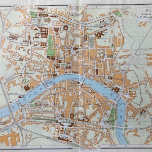Pisa map, original document from 1927 in perfect condition, size6&quot;x8&quot; 1/2 - cm15,5x21