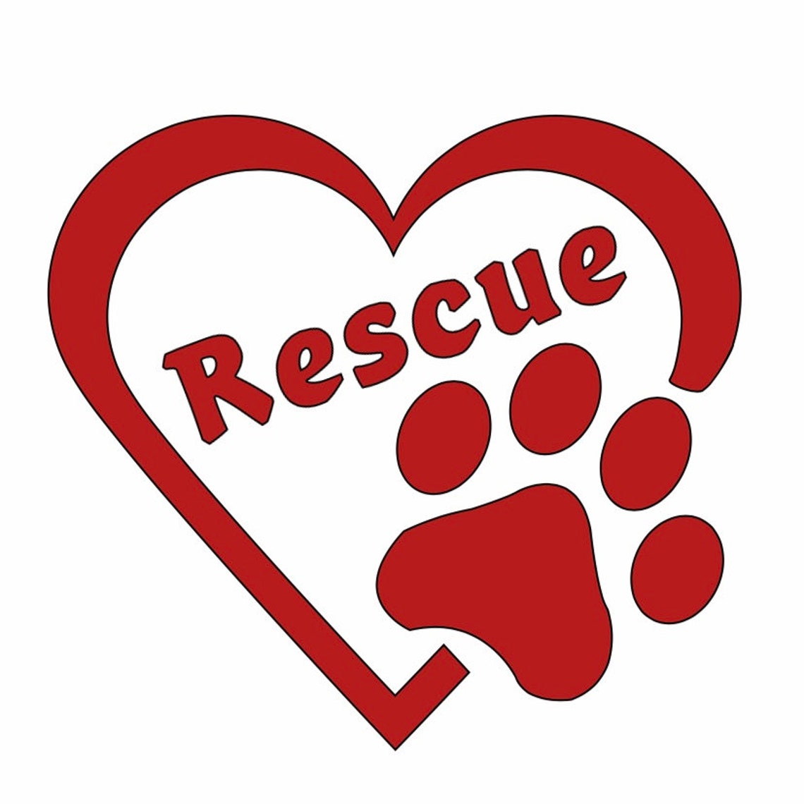 RESCUE Heart with Paw Print Etsy