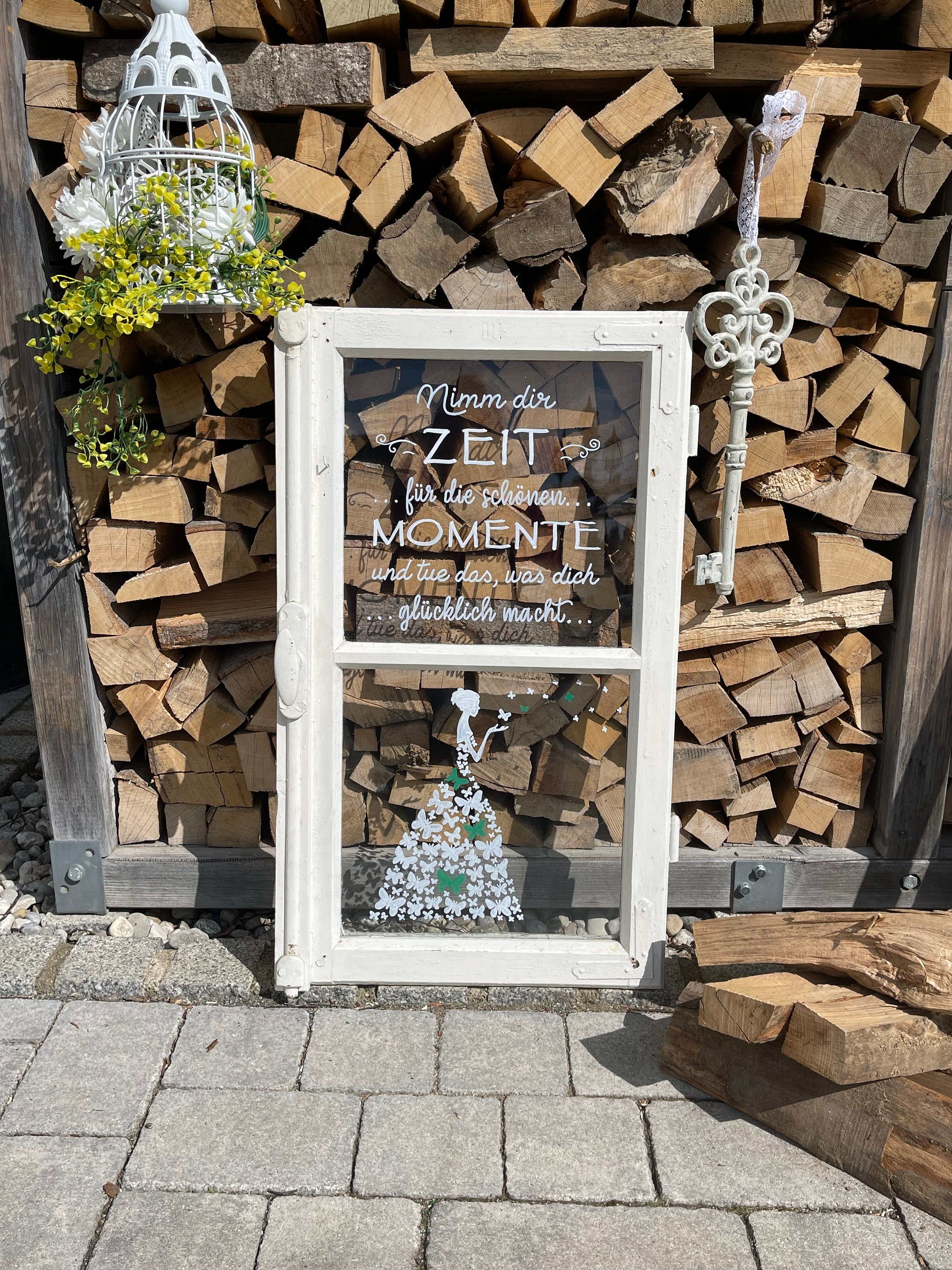 Altes Fenster Dekofenster mit Spruch MOMENTE Beschriftung Etsy
